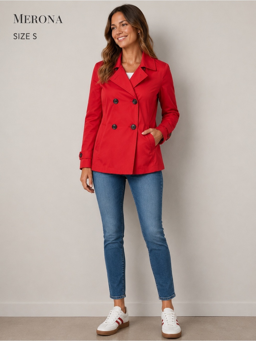 MERONA women casual red Trent cotton coat blazer cottagecore /size S